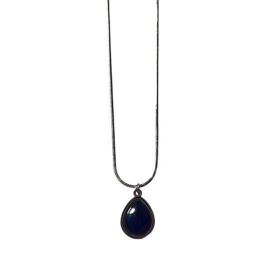 Teardrop Pendant Necklace, Black Crystal, Silver Chain, 24 cm, Classic Style for Women, Anti Tarnish, Water Resistant, Lightweight, Gift Packaged