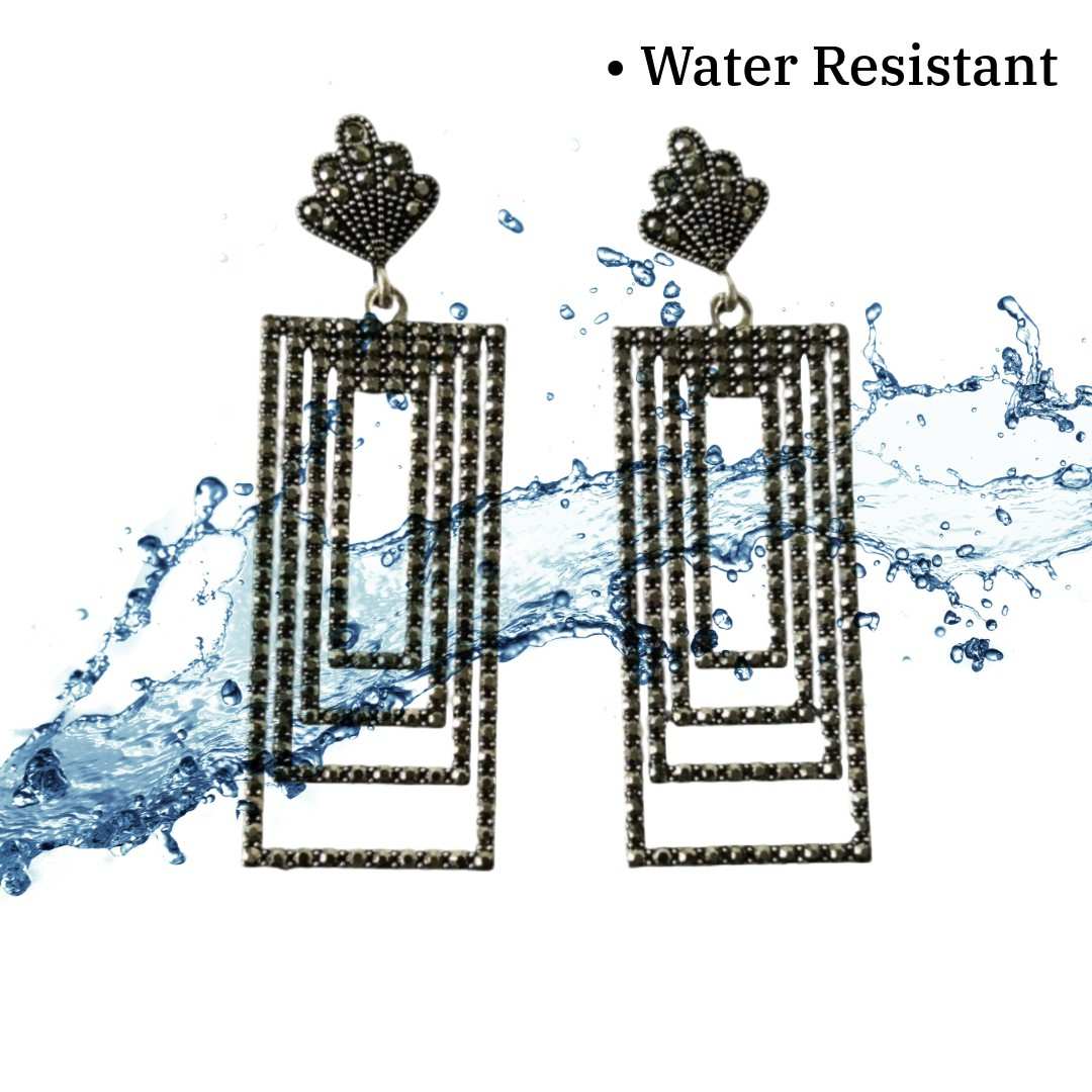 Vintage Art Deco Dangle Earrings For Women | Crown Top | 6.5 cm | Crystal Rhinestone Geometric Design | Gold-Plated | Anti Tarnish | Water Resistant | Lightweight | Gift Packaged