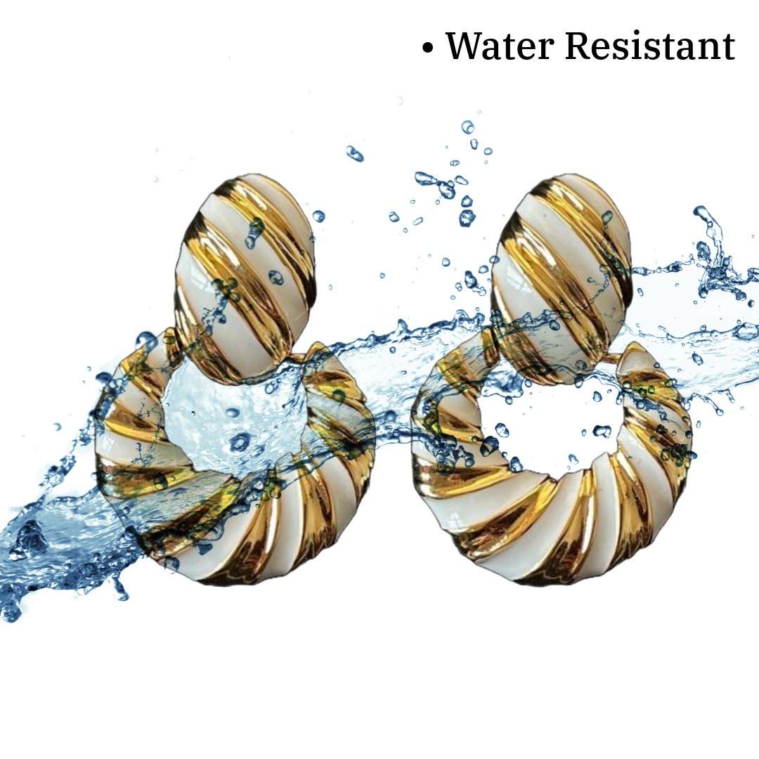 Vintage Style Dangle Earrings For Women | 4.5 cm | White Enamel and Gold-Plated | Twisted Design | Anti Tarnish | Water Resistant | Western Style | Gift Packaged