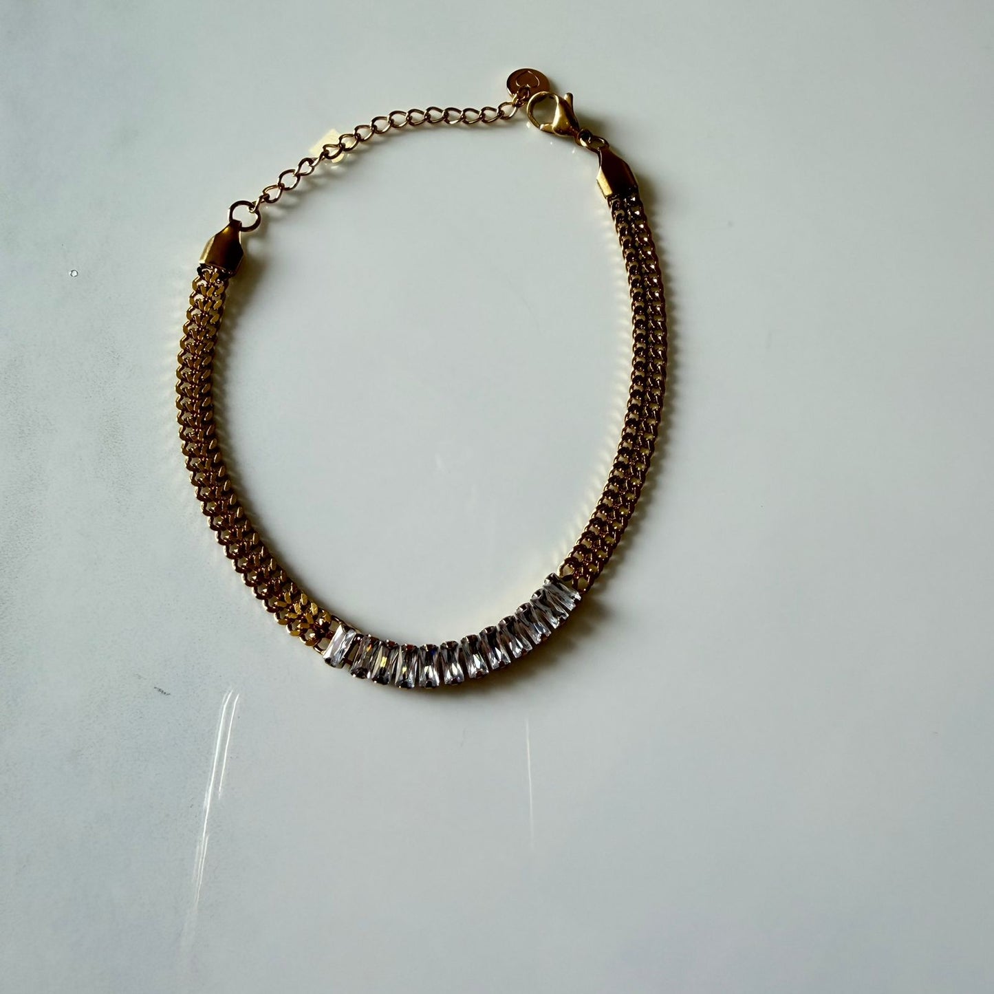 Stylish Chain Bracelet for Women, Bronze Tone with Crystal Embellishments, 7.0 cm, Anti Tarnish, Water Resistant, Lightweight, Gift Packaged