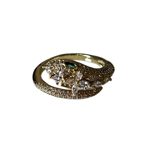 Women's Fashion Snake Ring with Crystal Accents, Gold-Plated Wrap Design, Anti Tarnish, Water Resistant, Lightweight, Gift Packaged