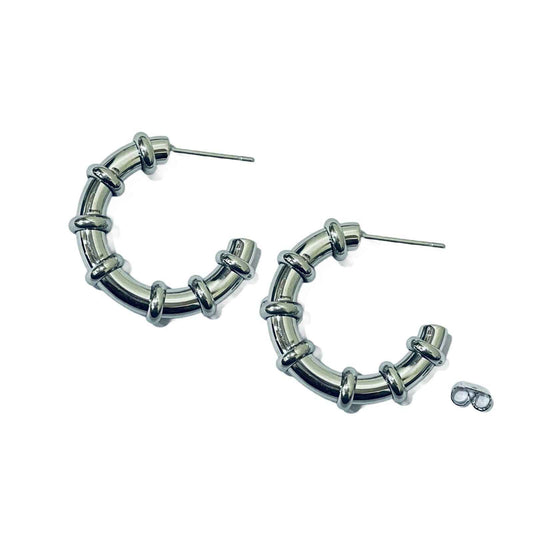 Chunky Silver Hoop Earrings | Modern Earrings | Silver Plated Jewellery